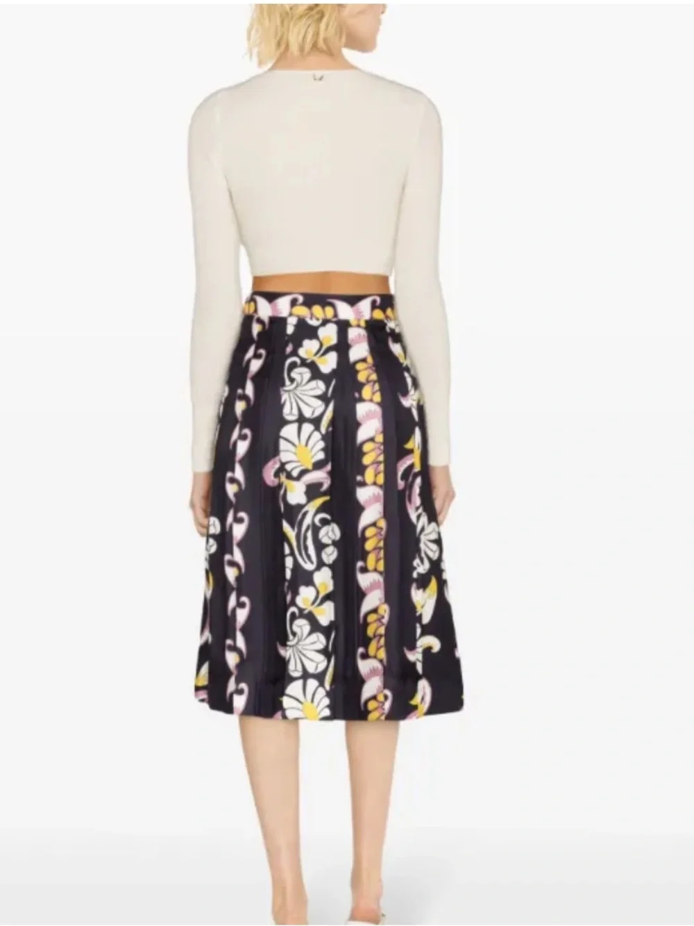 NWT Tory Burch Printed Pleated Silk Skirt Pink Tropical Border Size 2 or 4